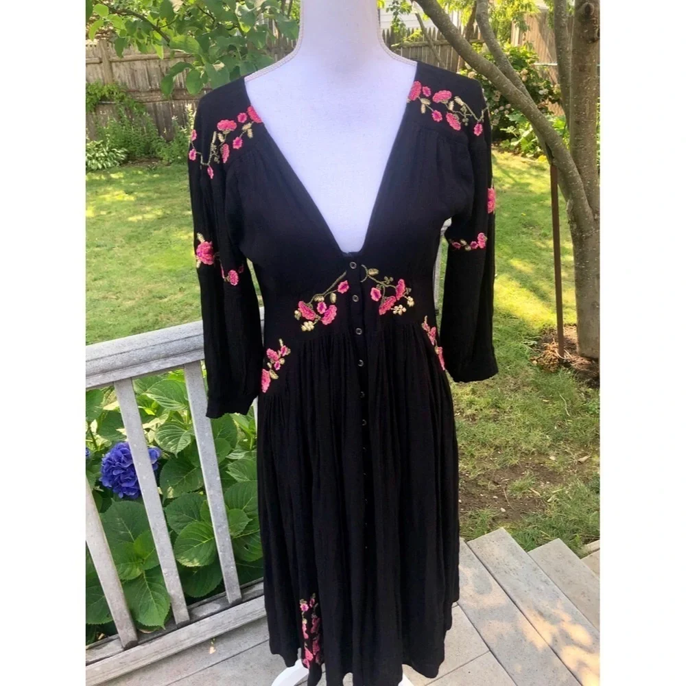 Free People Day Glow Embroidered Midi Dress